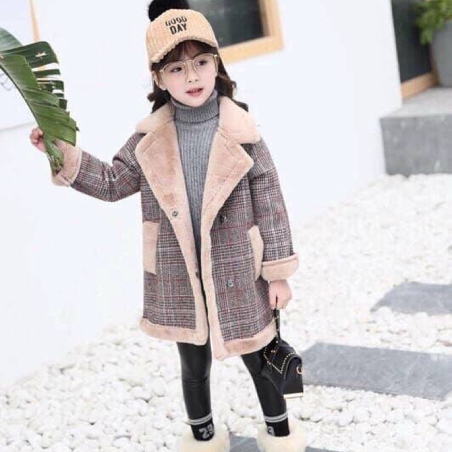 Áo dạ măng tô lót lông thỏ