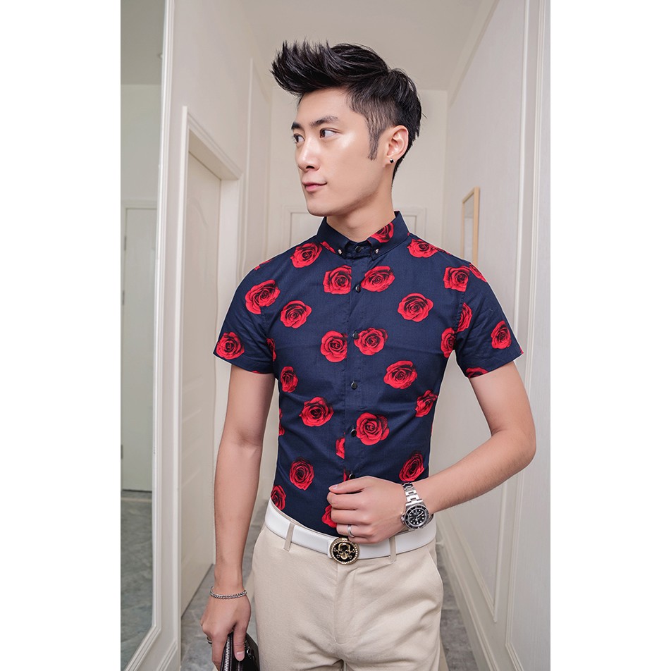 Áo sơ mi nam hoa hồng lịch lãm - SM84 | BigBuy360 - bigbuy360.vn