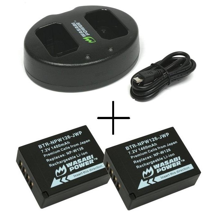 Bộ 02 pin + 01 sạc Wasabi for Fujifilm NP-W126