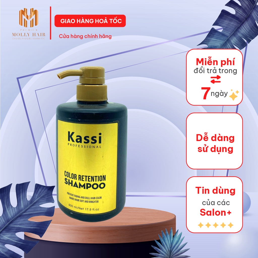 Dầu gội giữ màu tóc nhuộm MollyHair thương hiệu Kassi ngăn ngừa tóc phai màu hoặc xỉn màu sau khi nhuộm-500ml