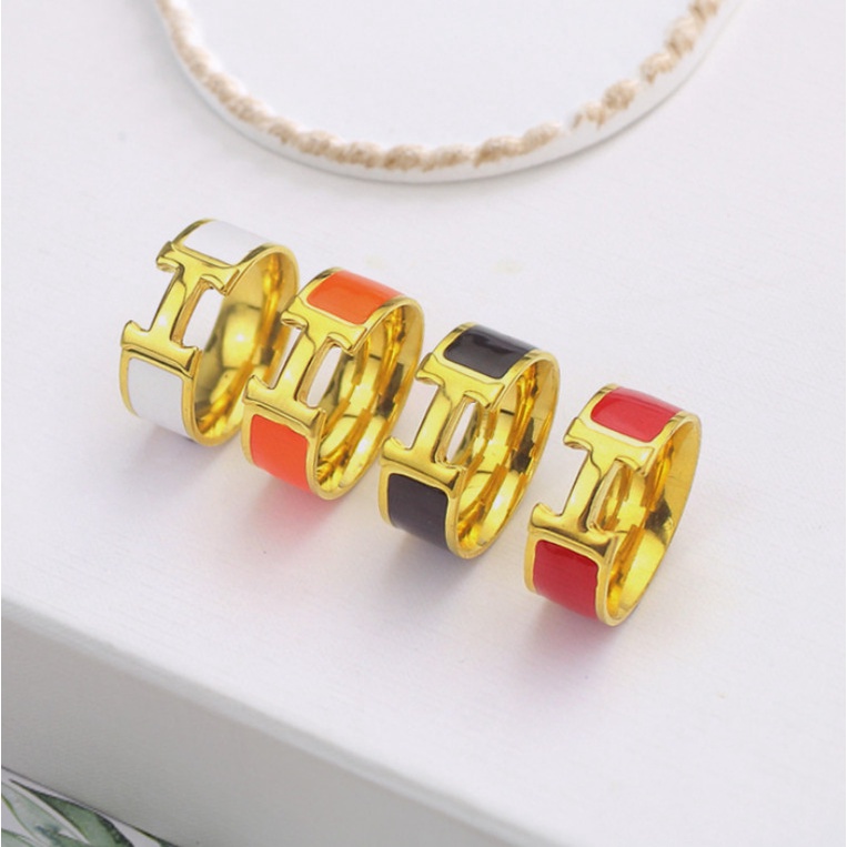 Nhẫn Nam Nữ Unisex Chữ H Titan Ko Đen TT 4432