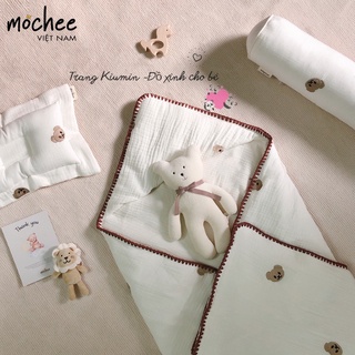 Set Mochee Gấu Thêu Ủ Choàng Cho Bé