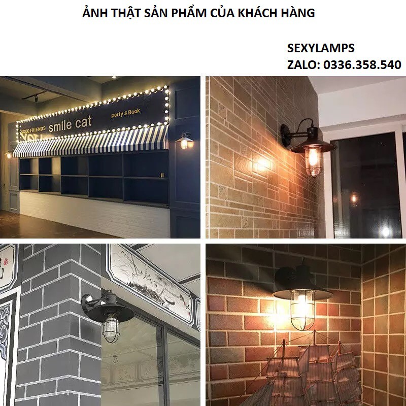 ĐÈN TƯỜNG VINTAGE CỔ ĐIỂN CHỐNG BÃO KÈM BÓNG LED EDISON