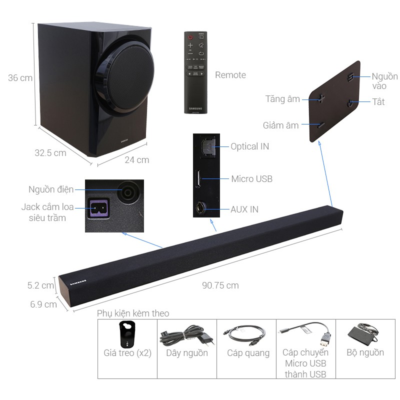 Loa thanh soundbar Samsung 2.1 HW-K350 150W