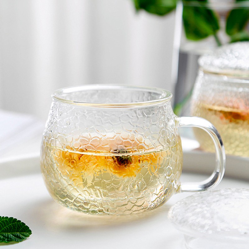 Ly trà thủy tinh kèm nắp và lõi lọc trà 360ml