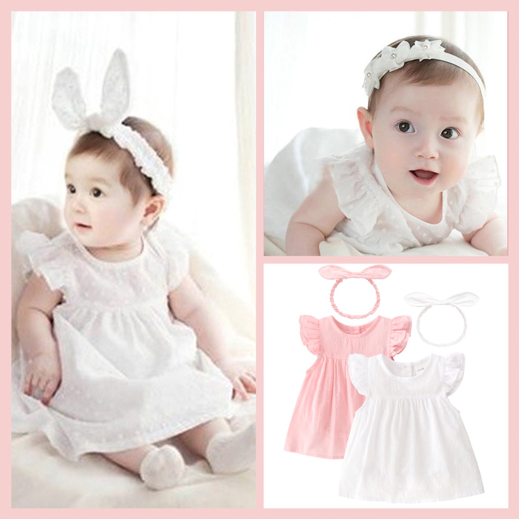 Set váy body cánh tiên đầy tháng/ thôi nôi cho bé gái (kèm turban tai thỏ) SS11