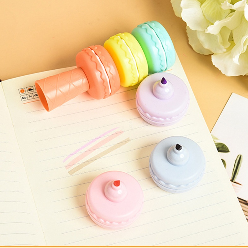 Set 6 Bút Dạ Quang Hình Bánh Macaron