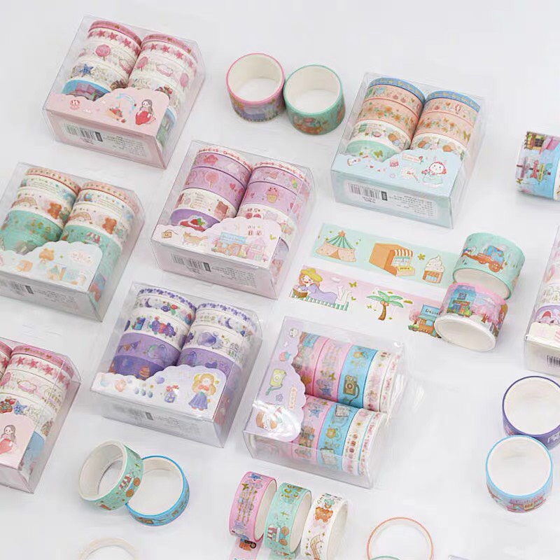 Washi tape trang trí sổ còng, sổ Bullet Journal │ 5 màu giấy thường │ 1 cuộn 0.9cm x 3m │ Xem thêm ở phần MÔ TẢ SẢN PHẨM