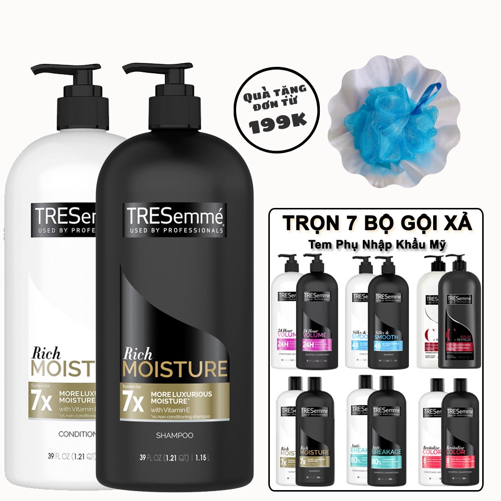 Cặp Dầu Xả Dầu Gội Tresemme Mỹ USA Shampoo - Combo Tresemmé Dầu Gội Dưỡng Tóc Ẩm Treseme Chăm Sóc Tóc Ngăn Rụn tóc Dezy