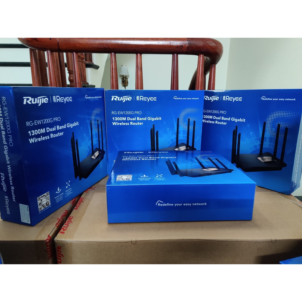 Bộ phát WiFi 6 Anten ( Râu ) Mesh Ruijie Reyee RG - EW1200 &amp; EW1200G PRO Gia Đình Văn Phòng AC1200  2 băng tần 36TH