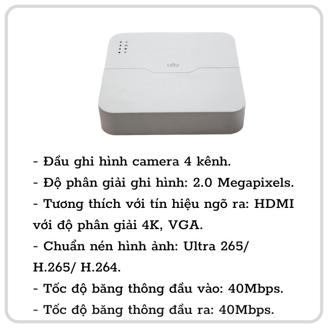 Đầu ghi hình camera IP 4 kênh UNV NVR301-04LB | BigBuy360 - bigbuy360.vn