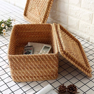 Giỏ mây tre đan chữ nhật có nắp