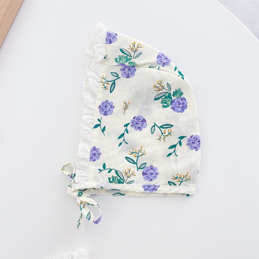 Áo liền quần SANLUTOZ tay dài in hoa kèm mũ thời trang mùa thu xinh xắn cho bé gái