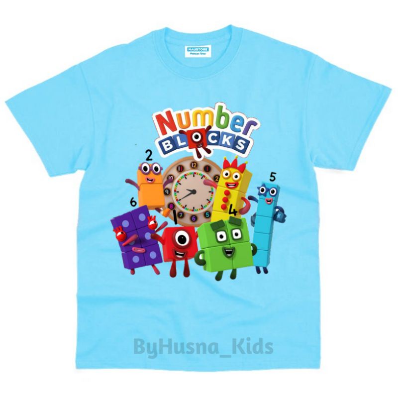 Áo thun cho bé trai và bé gái in hình hoạt hình Number Blocks dễ thương, chất liệu cotton mềm mịn thoáng mát NTShirt 13