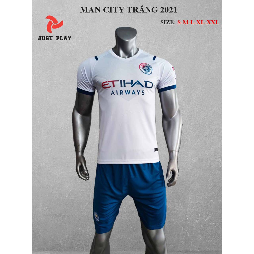 Quần áo bóng đá, đồ đá banh CLB Manchester City Trắng Vải thun lạnh cao cấp