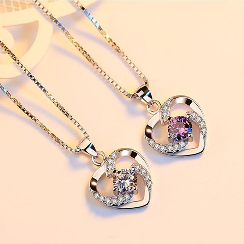 Dây Chuyền Bạc S925  Trái Tim  Kim Cương Zircon Nữ Tính Quí Phái VCBACTRAITIM03