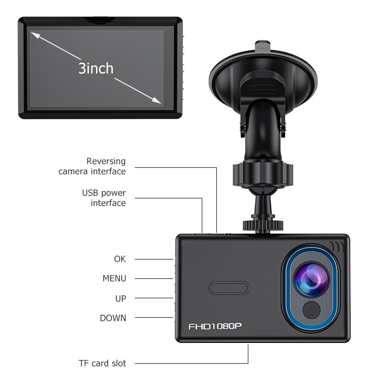 Camera Hành Trình 3 Inch 1080p 1080p Cho Xe Hơi | BigBuy360 - bigbuy360.vn