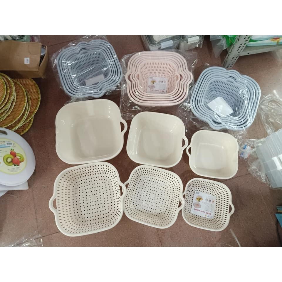 SET CHẬU RỔ 6 CHI TIẾT (3 CHẬU + 3 RỔ) HÀNG NHỰA VIỆT NHẬT SIÊU ĐẸP