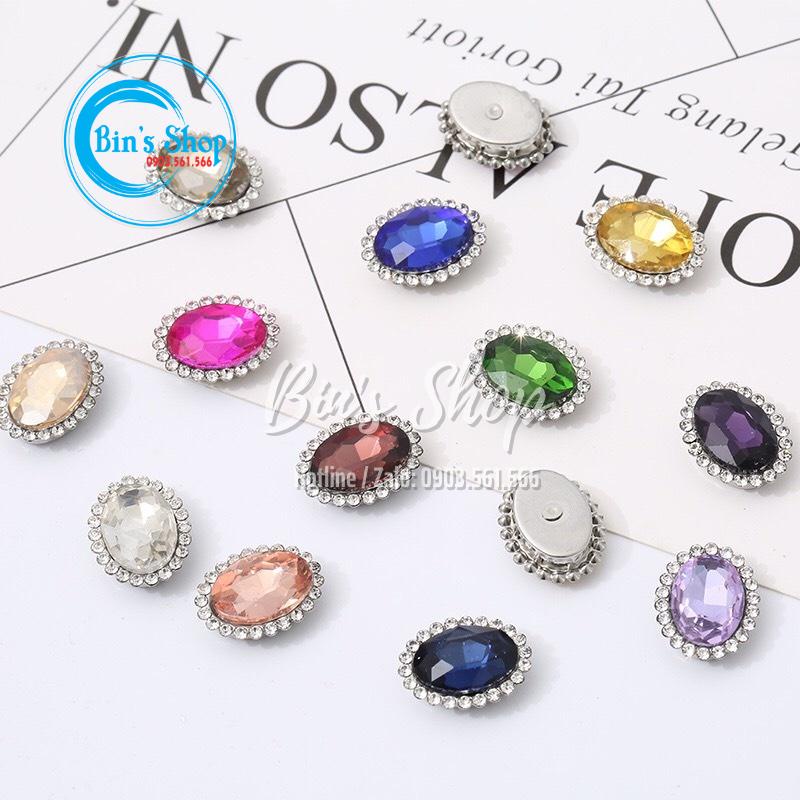 10 Viên Đá Đế Oval Viền Xoàn 10x14mm Đính Kết Trang Phục Thời Trang, Trang Trí Vương Miện - Bin’s Shop Handmade