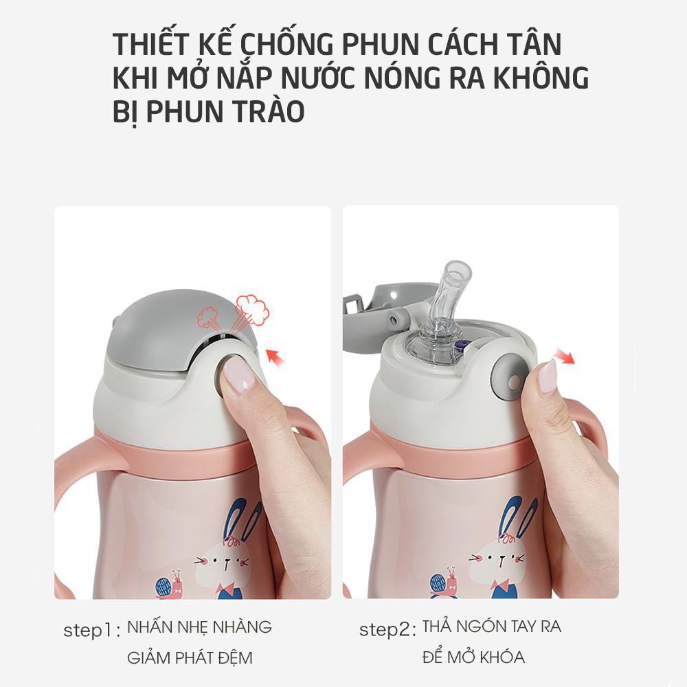 Bình giữ nhiệt inox AAG 386 quai cầm tiện lợi 260ml - 360ml cho bé