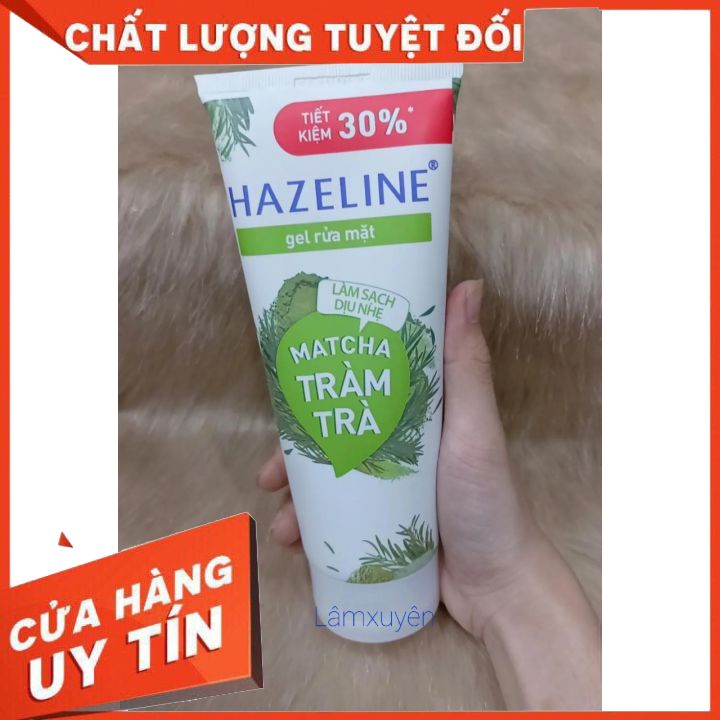 Gel Rửa Mặt Hazeline Ngừa Mụn Dịu Nhẹ Matcha Tràm Trà 170gr_100grlàm sạch da bụi bẩn bã nhờn mới, giúp da sáng