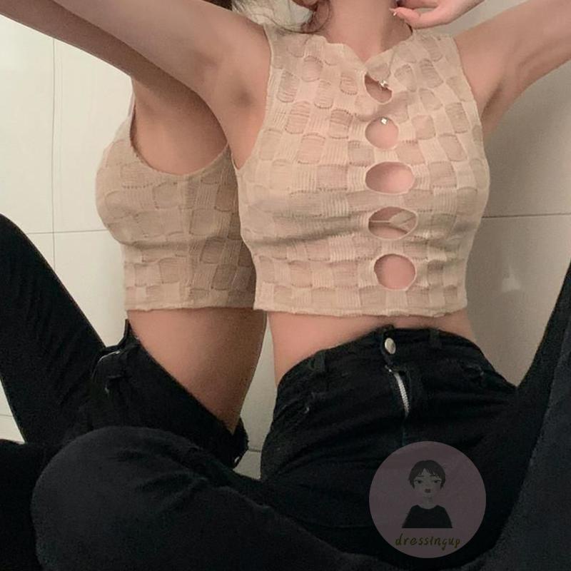 Áo Dệt Kim Sát Nách Màu Trơn Họa Tiết Kẻ Sọc Màu Sắc Cho Nữ