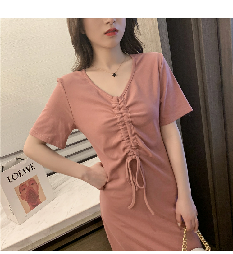 New Snapping up&Girlfriends Decoration BodyVCollar Mid-Length Student Dress Summer New Korean Style Slimming and All-MatchingTT-shirt Skirt- | BigBuy360 - bigbuy360.vn