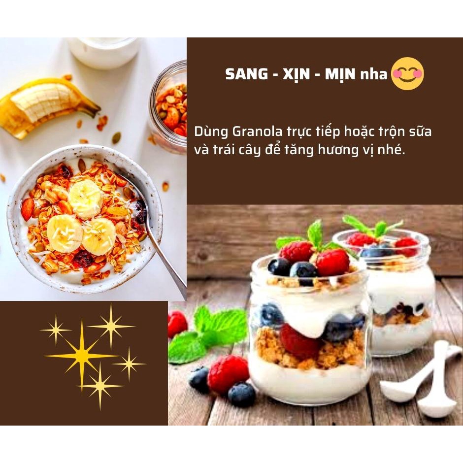Hũ 500g Ngũ cốc ăn kiêng Granola Ông Gìa siêu hạt, Thực phẩm ăn kiêng