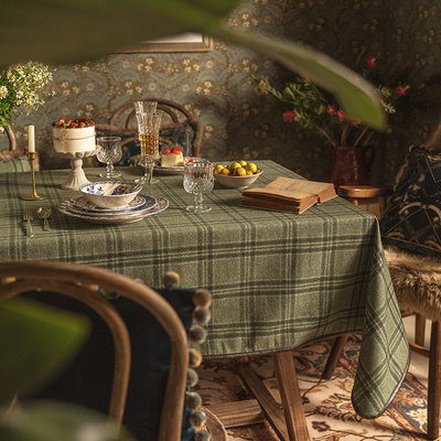 Khăn trải bàn kẻ ca rô cổ điển thái độ văn cư kiểu Mỹ kẻ ca rô ins phong cách vải hình chữ nhật bàn trà gia dụng bàn ăn 