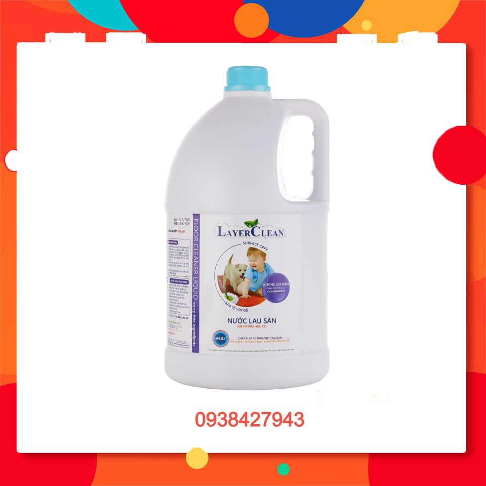 Nước lau sàn hữu cơ LayerClean hương Gió Biển - can 5L