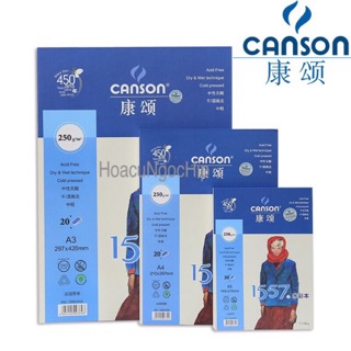 Sổ CANSON A5/A4/A3 250gsm(vân cold vẽ marker, màu nước..)
