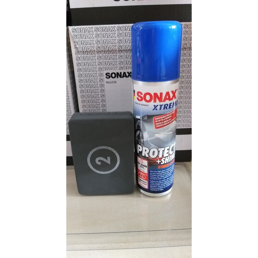 Combo nano polymer phủ bóng và bảo vệ bề mặt sơn - Sonax Xtreme Protect &amp; Shine và mút