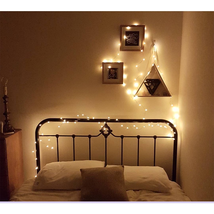 Led dây thép pin 3m ánh sáng vàng trang trí nhỏ gọn