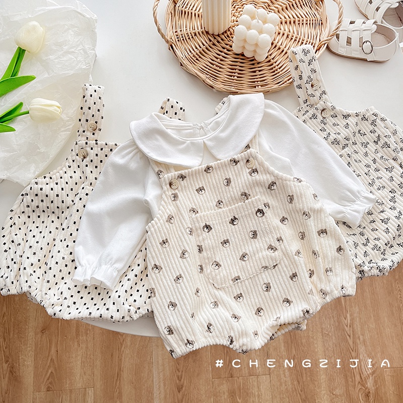 Bộ Áo Liền Quần Sát Nách Vải Cotton Họa Tiết Chấm Bi Dễ Thương Thời Trang Mùa Đông Cho Bé Sơ Sinh