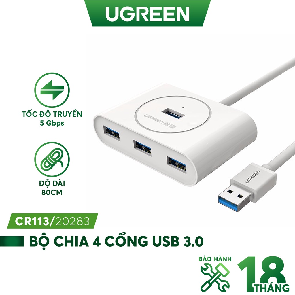 Hub USB 3.0 4 cổng tốc độ 5Gbps UGREEN CR113 - Hàng chính hãng