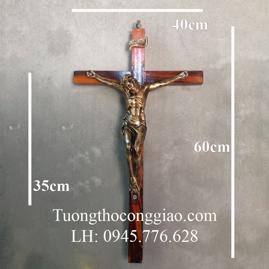 Tượng Chúa Chịu Nạn 35cm Thánh Giá 60cm xi đồng