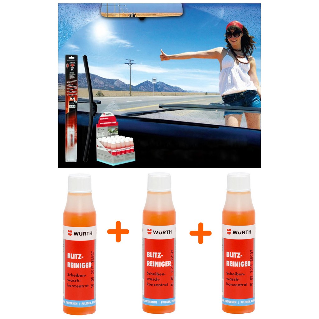 Bộ X3 Chai dung dịch rửa kính chắn gió Wurth windscreen cleaner 32ml