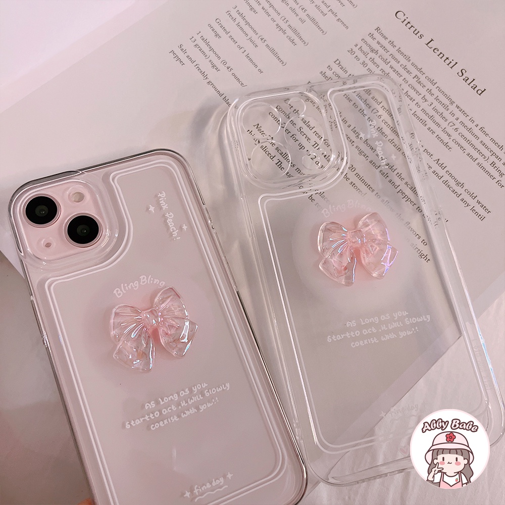 Ốp Điện Thoại TPU Mềm Trong Suốt Chống Sốc In Chữ Thắt Nơ Cho IP 13 12 11 Pro Max X XS XR 8 7 Plus