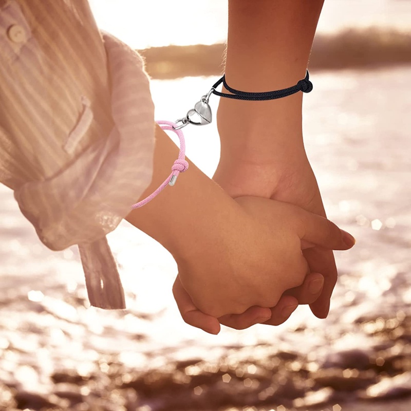 1 Cặp Vòng Tay Bện Dây Thừng Khoá Nam Châm Cho Cặp Đôi