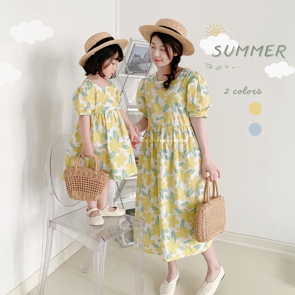 Váy Đôi Mẹ Và Bé, Set Váy Hoa Dành Riêng Cho Mẹ Và Bé đi biển hàng thiết kế cao cấp