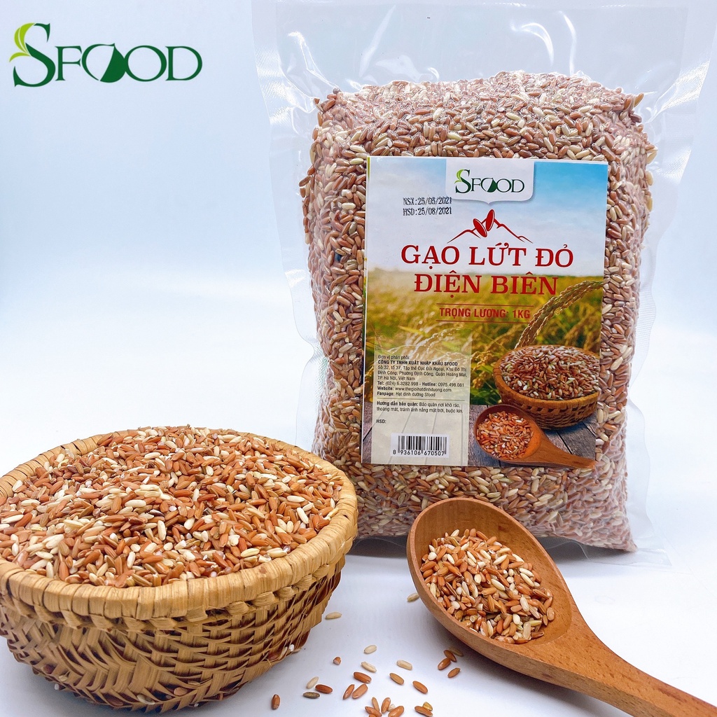 Gạo lứt đỏ SFOOD 1kg, gạo lứt Điện Biên