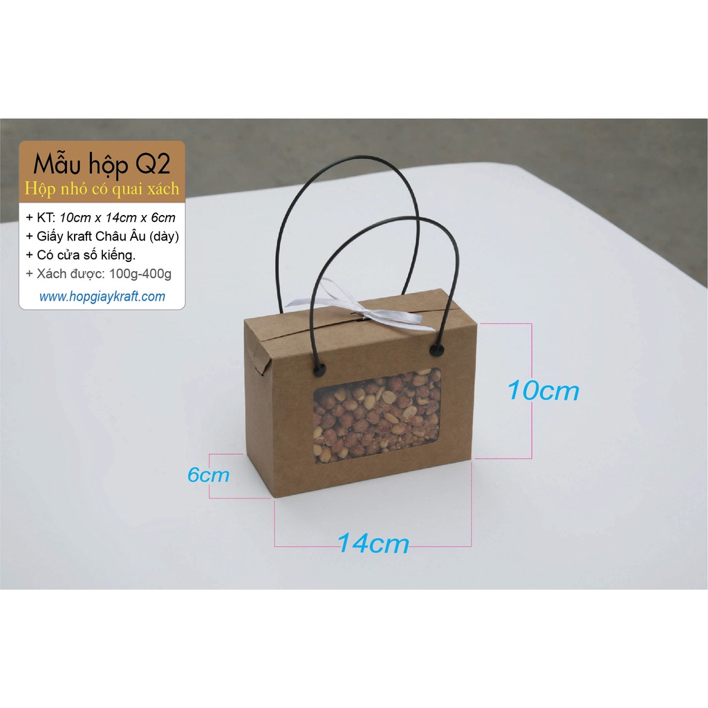 50 cái - Hộp giấy kraft đựng quà tặng thực phẩm trái cây = Hộp Q2