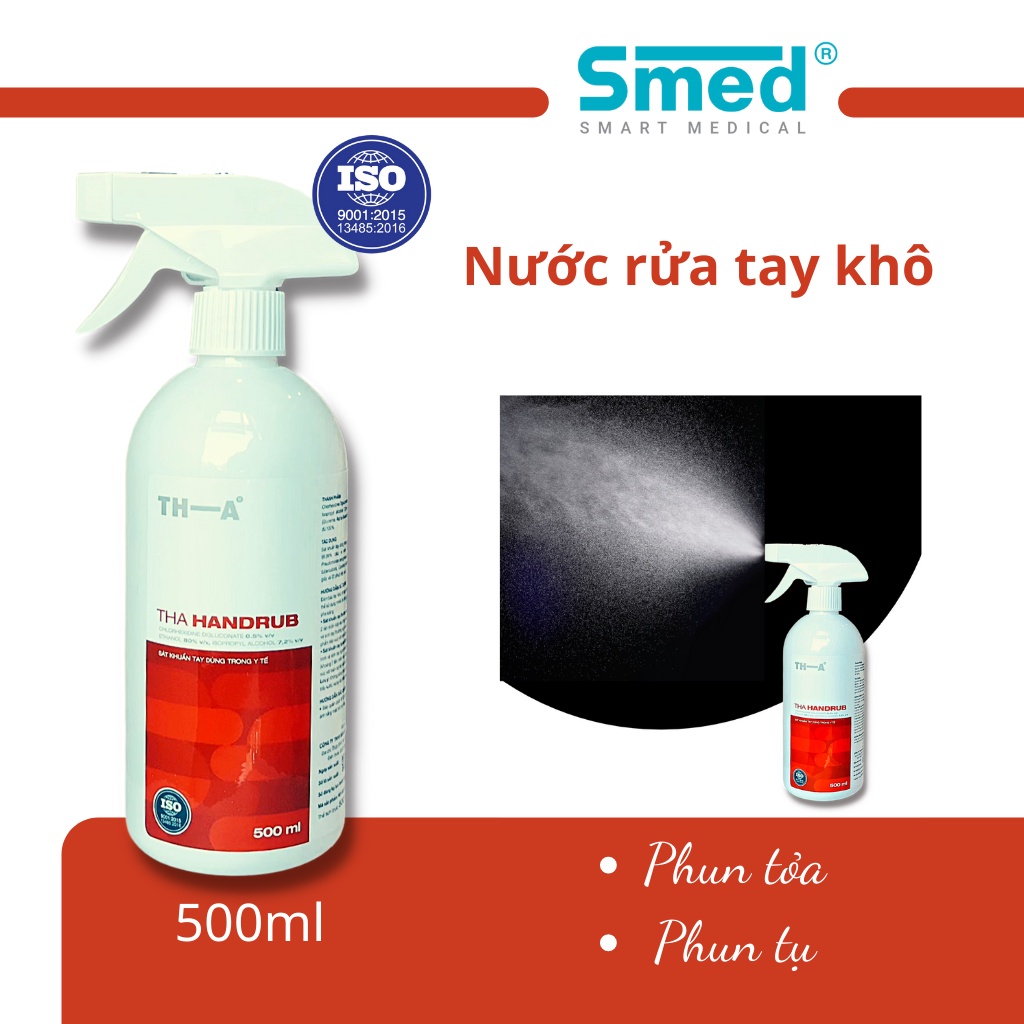 Xịt nước rửa tay khô diệt khuẩn TH.A handrub 500ml cổ cò vòi xịt
