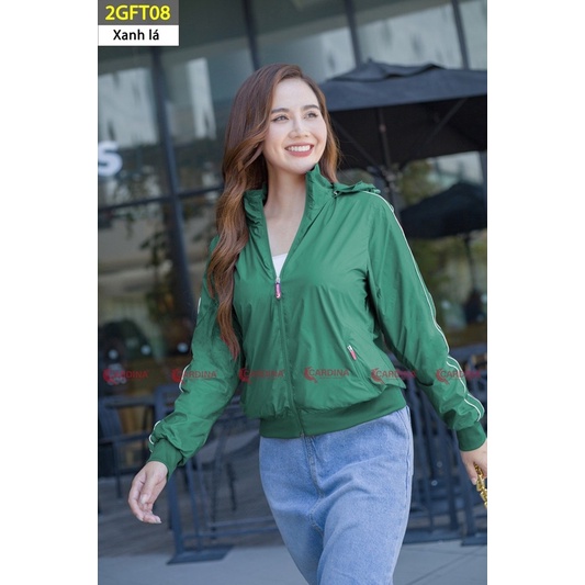 Áo Gió Nữ 𝐂𝐀𝐑𝐃𝐈𝐍𝐀 2 Lớp Lót Lưới Cao Cấp Viền Thể Thao Siêu Nhẹ Cản Gió Cản Bụi Chống Nước 2GFT
