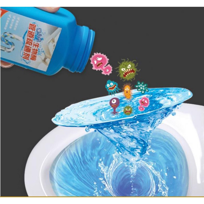 Bột thông tắc cống, đường ống, bồn rửa, toilet công nghệ ENZYME sinh học mạnh mẽ khử mùi hôi hiệu quả SIZE LỚN 200gr