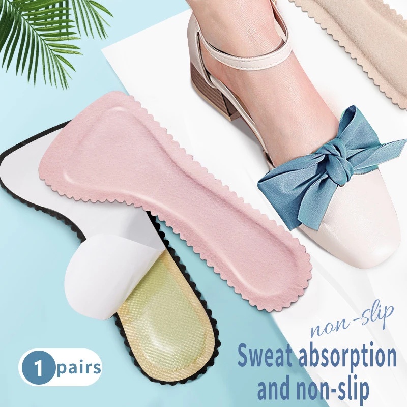 1 Cặp Miếng Lót Giày Cao Gót Bằng Da Thấm Hút Mồ Hôi Chống Trượt Cho Nữ