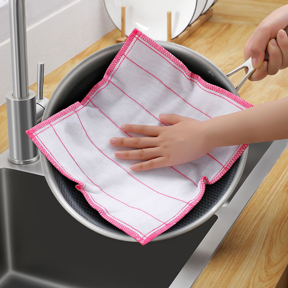 Set 1 / 5 Khăn Lau Chén Dĩa 8 Lớp Cotton Chống Dính Dầu Có Thể Tái Sử Dụng