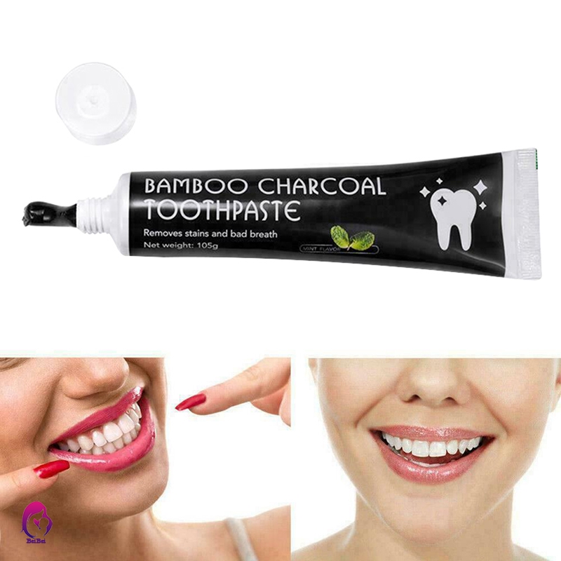 【Hàng mới về】 Bamboo Charcoal Toothpaste Teeth Whitening Black Removes Stains Tooth Care