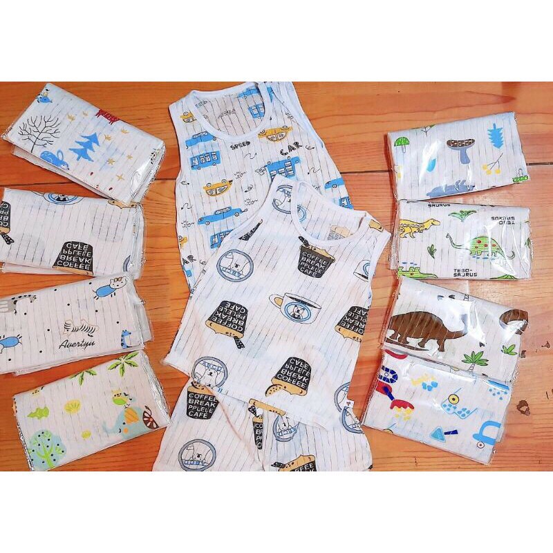 Bộ ba lỗ cotton giấy cho bé trai và gái size đại 15-24kg