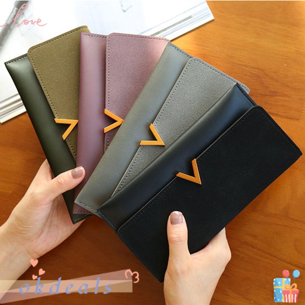 ღOKDEALSღ Hasp Moneybags Zipper Cards Holder Leather Women Wallets New Bags Purses Pocket Coin Purse Envelope Wallet/Multicolor